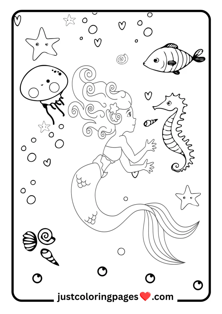 29+ Free Mermaid Colouring Pages for Kids (PDF Printable) 7 Ocean Coloring Page