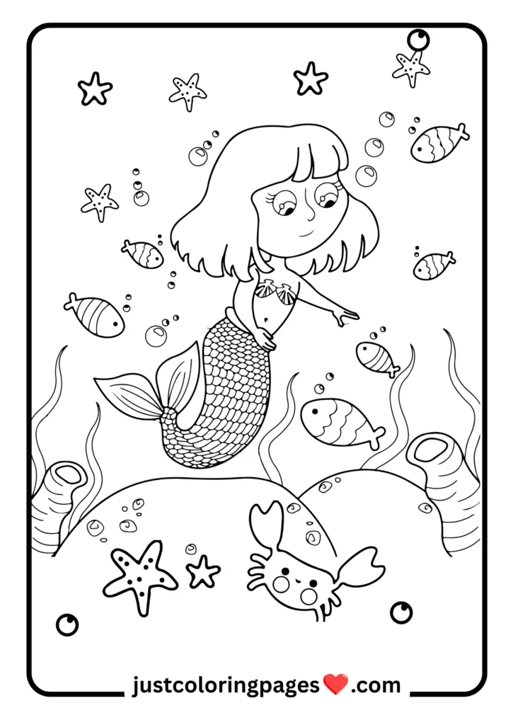 29+ Free Mermaid Colouring Pages for Kids (PDF Printable) 16 mermaid with short hair color sheets