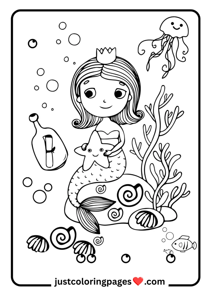 29+ Free Mermaid Colouring Pages for Kids (PDF Printable) 18 underwater mermaid scenes