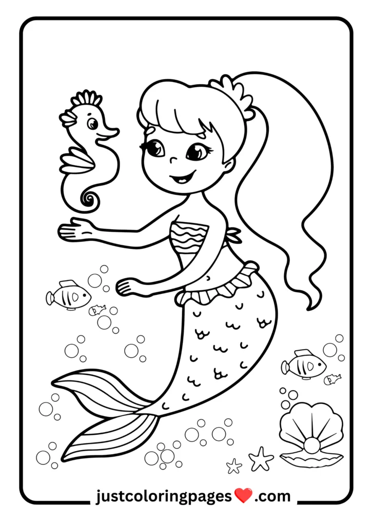 29+ Free Mermaid Colouring Pages for Kids (PDF Printable) 20 happy mermaid
