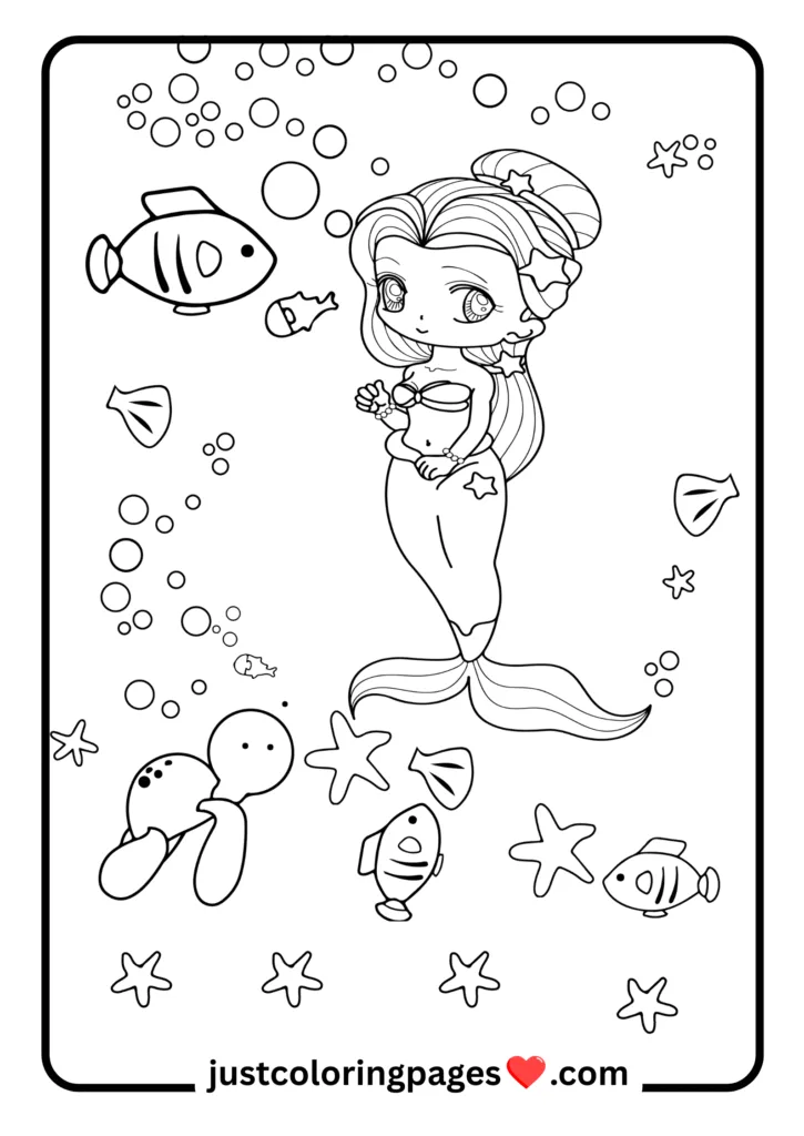 29+ Free Mermaid Colouring Pages for Kids (PDF Printable) 27 mermaid in imaginative scene
