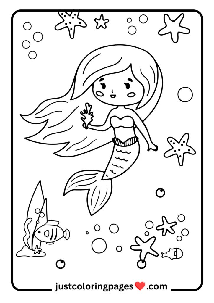 29+ Free Mermaid Colouring Pages for Kids (PDF Printable) 28 mermaid easy design