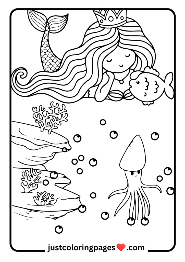 29+ Free Mermaid Colouring Pages for Kids (PDF Printable) 29 Sleepy mermaid colouring page