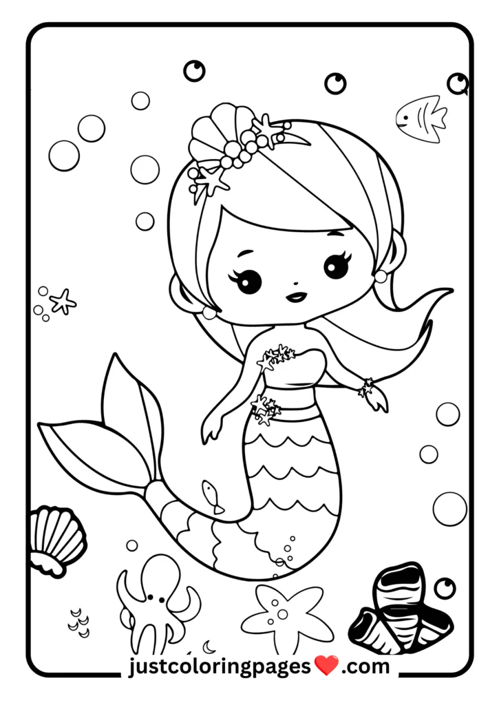 29+ Free Mermaid Colouring Pages for Kids (PDF Printable) 30 Mermaid swimming color page