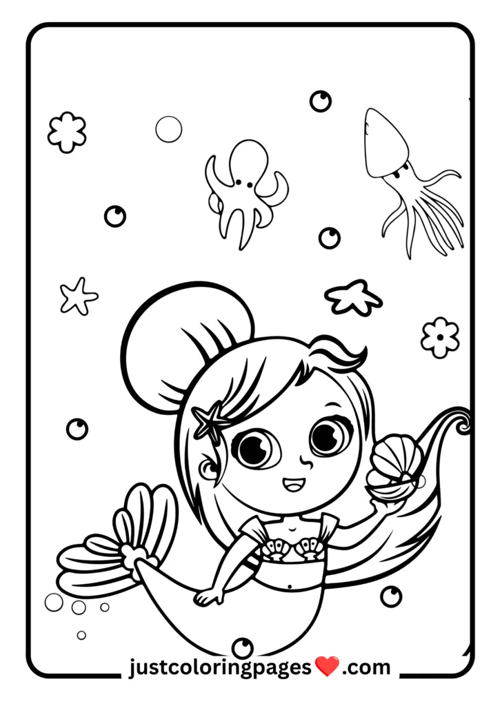 29+ Free Mermaid Colouring Pages for Kids (PDF Printable) 2 Cute Mermaid Colouring Page