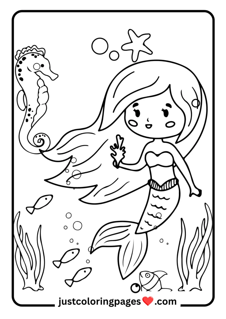 29+ Free Mermaid Colouring Pages for Kids (PDF Printable) 3 Easy Mermaid Coloring Page