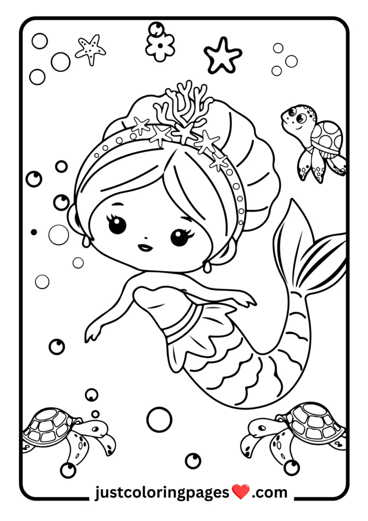 29+ Free Mermaid Colouring Pages for Kids (PDF Printable) 4 Simple and Cute Mermaid Color Page