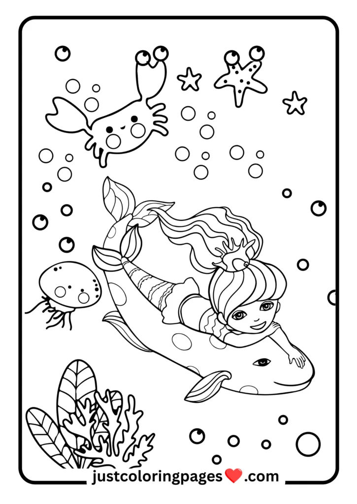 29+ Free Mermaid Colouring Pages for Kids (PDF Printable) 5 Mermaid Coloring Activity