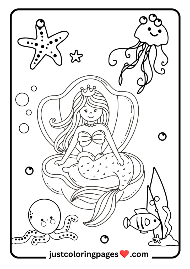 29+ Free Mermaid Colouring Pages for Kids (PDF Printable) 6 Mermaid Coloring Page to Print