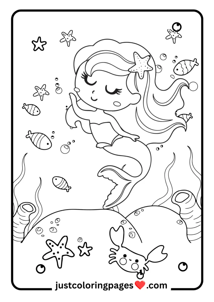 29+ Free Mermaid Colouring Pages for Kids (PDF Printable) 13 Kids Cute Mermaid Coloring Activity