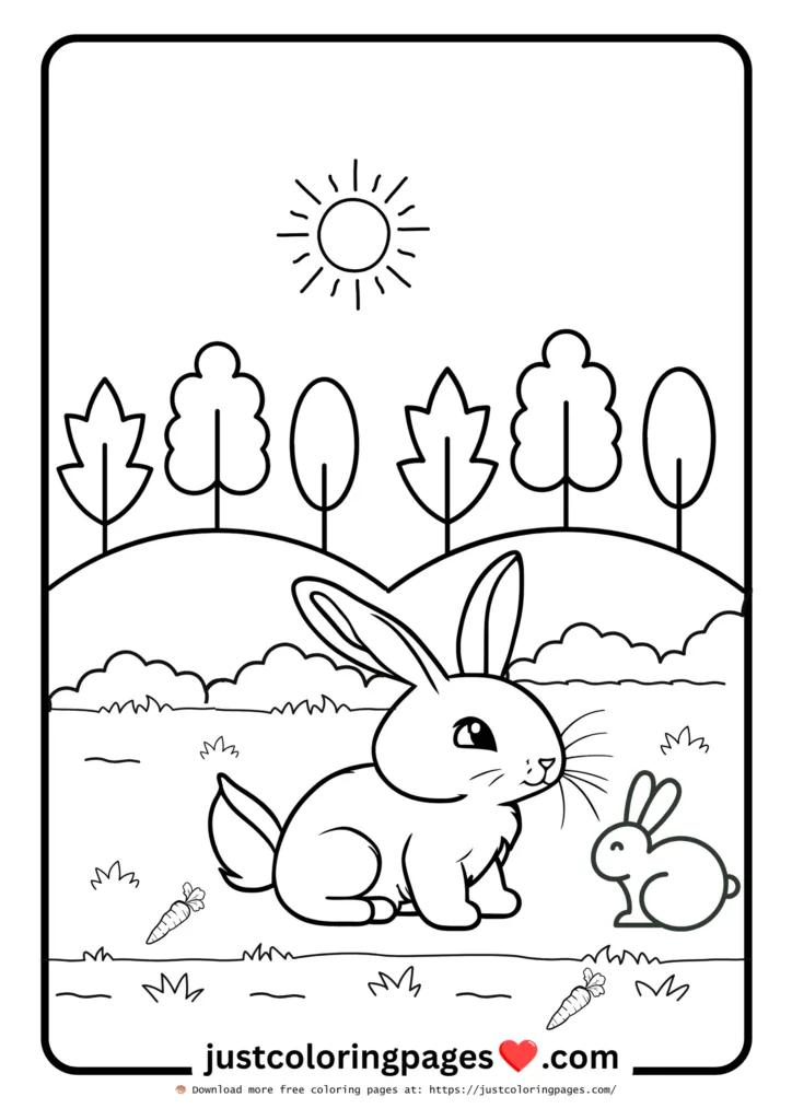 23+ Free Rabbit Coloring Pages Printable PDF for Kids 14 Rabbit with small bunny