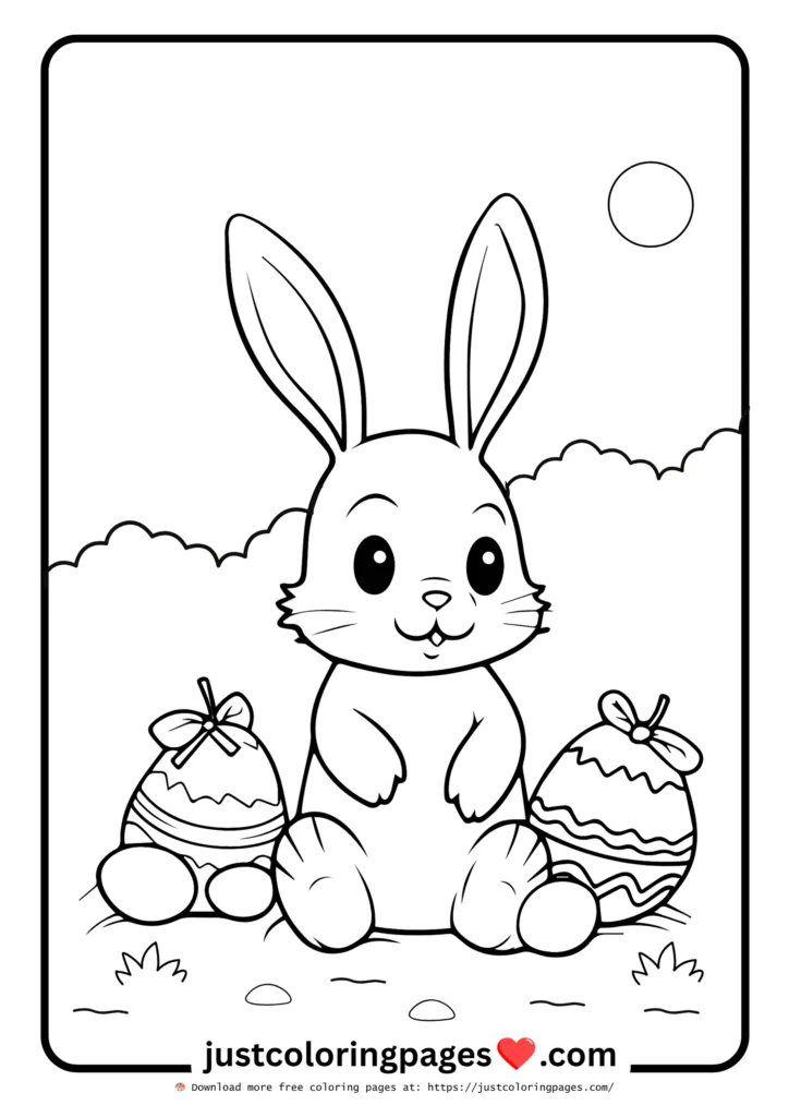 23+ Free Rabbit Coloring Pages Printable PDF for Kids 4 Bunny with Easter Eggs