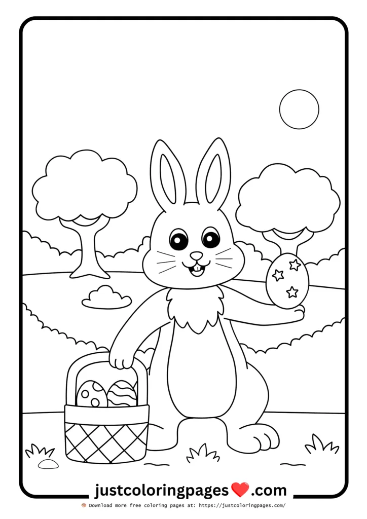 23+ Free Rabbit Coloring Pages Printable PDF for Kids 7 Rabbit with Easter Basket