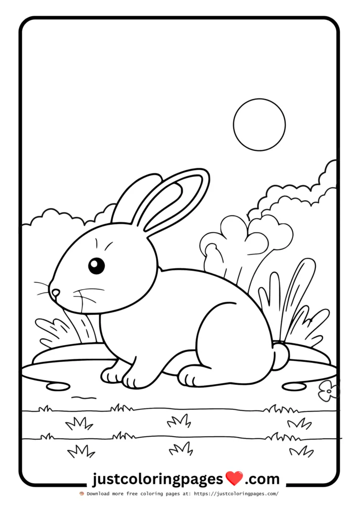 23+ Free Rabbit Coloring Pages Printable PDF for Kids 23 Rabbit sit lonely on grass