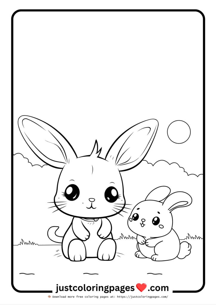 23+ Free Rabbit Coloring Pages Printable PDF for Kids 19 Two cute bunnies