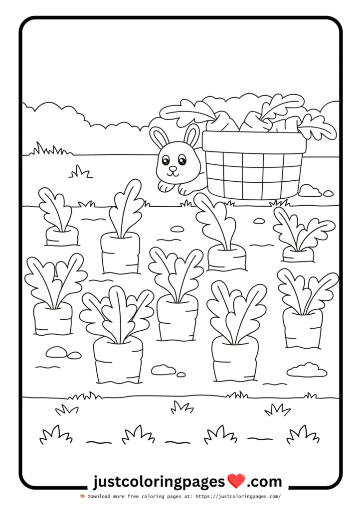 23+ Free Rabbit Coloring Pages Printable PDF for Kids 11 Rabbit in Carrot Farm Color Sheet