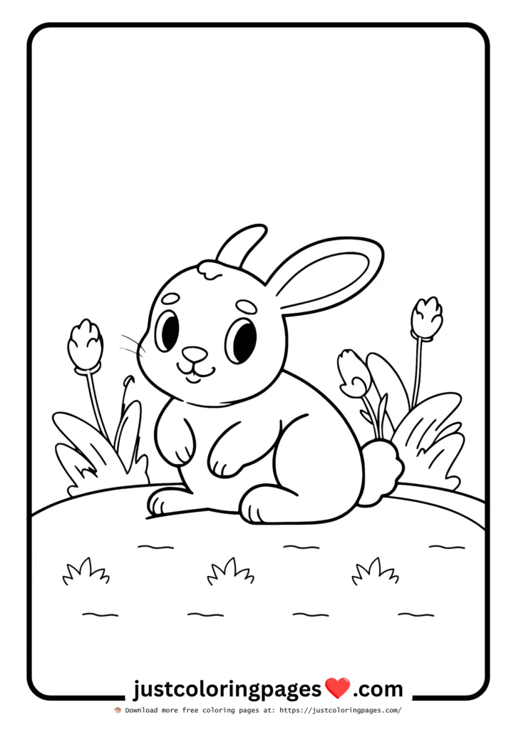 23+ Free Rabbit Coloring Pages Printable PDF for Kids 9 Bunny with cute eyes moving on grass