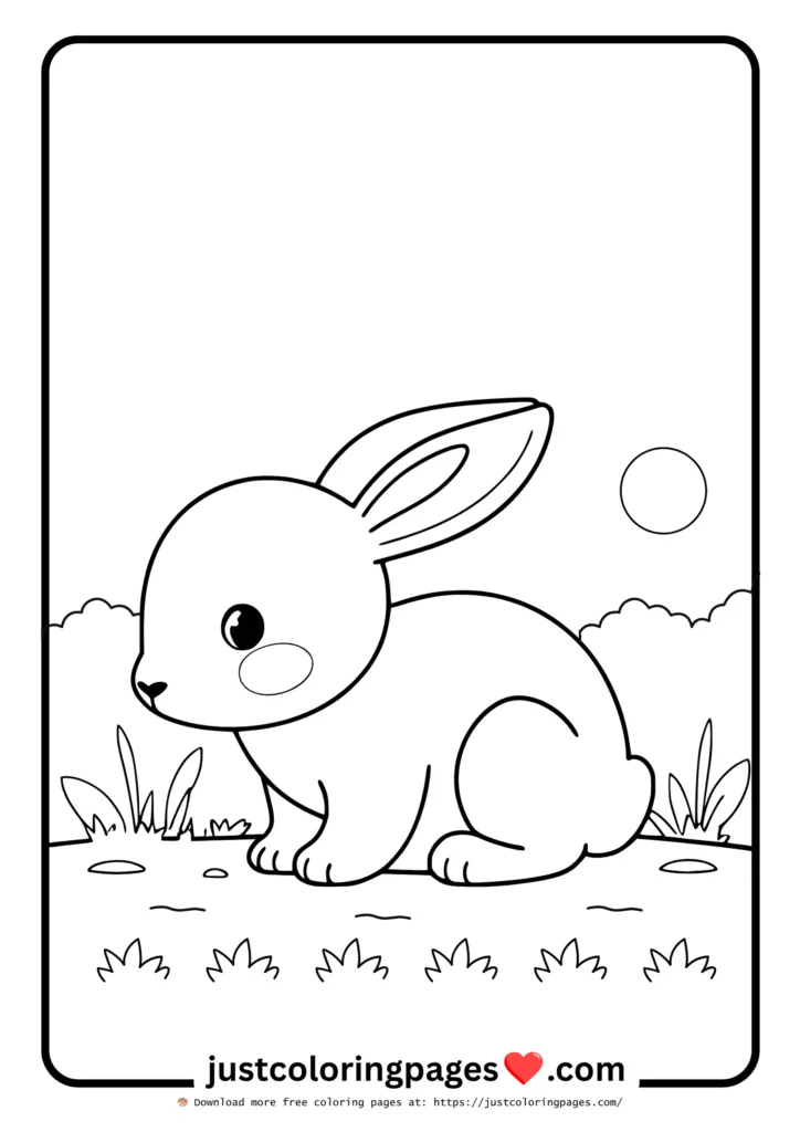 23+ Free Rabbit Coloring Pages Printable PDF for Kids 2 Bunny sitting on grass Coloring Sheets for kids