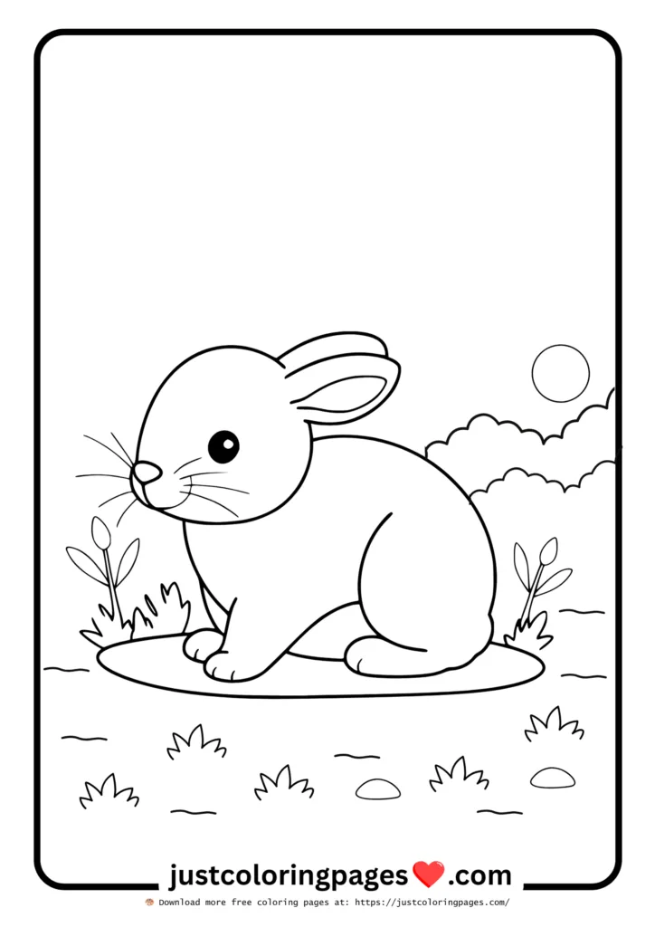 23+ Free Rabbit Coloring Pages Printable PDF for Kids 5 Bunny sitting on grass