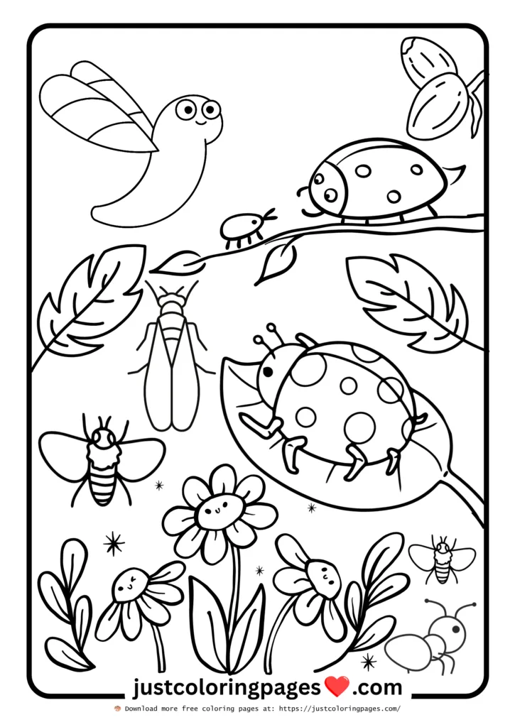 20+ Free Bug Coloring Pages for Kids (Printable PDF) 20 Nature Scene with Small Insects