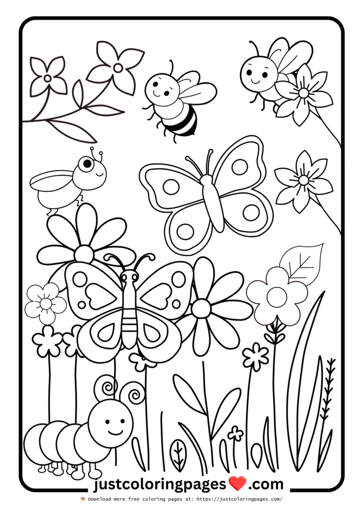 20+ Free Bug Coloring Pages for Kids (Printable PDF) 18 Butterflies and Other Small Insects on Leaf