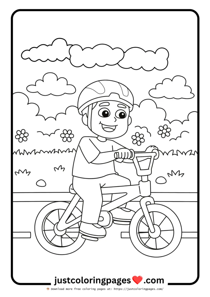59+ Summer Coloring Pages (PDF Printables) - Free Download 13 A boy enjoying a bicycle in the summer