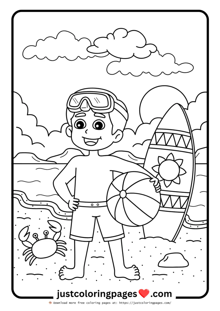 59+ Summer Coloring Pages (PDF Printables) - Free Download 59 A little cute boy enjoying summer fun