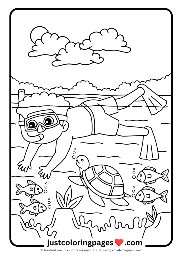 59+ Summer Coloring Pages (PDF Printables) - Free Download 57 A Little Boy Enjoying Scuba Diving