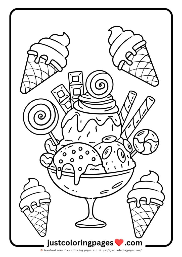 59+ Summer Coloring Pages (PDF Printables) - Free Download 31 Sweat Dessert and Ice Cream