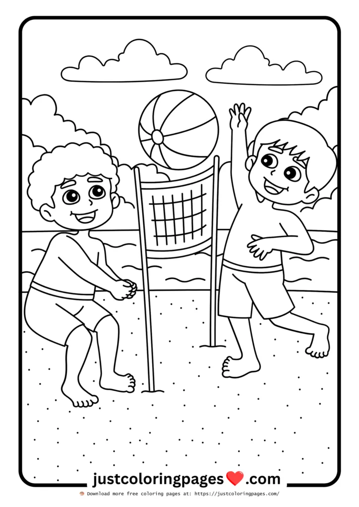 59+ Summer Coloring Pages (PDF Printables) - Free Download 27 Two friends are playing in the sand