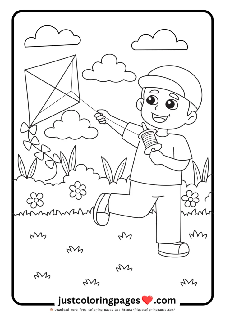 59+ Summer Coloring Pages (PDF Printables) - Free Download 22 A little boy is flying a kite