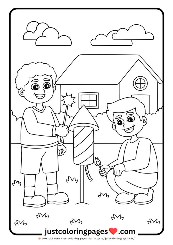 59+ Summer Coloring Pages (PDF Printables) - Free Download 21 Children are setting off firecrackers