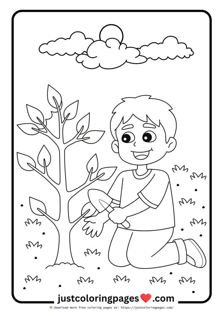 59+ Summer Coloring Pages (PDF Printables) - Free Download 20 A little boy is planting trees