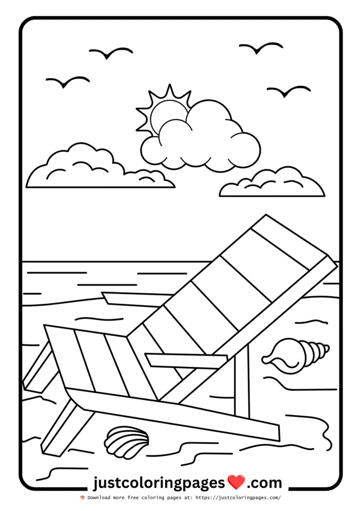 59+ Summer Coloring Pages (PDF Printables) - Free Download 12 A chair submerged in the sea