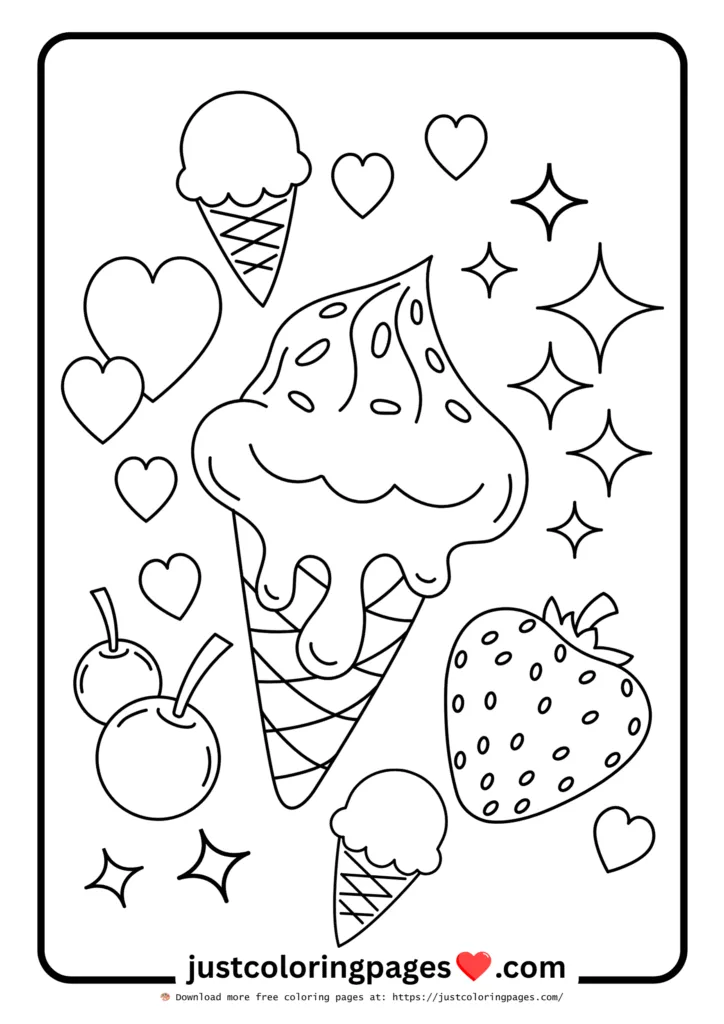 59+ Summer Coloring Pages (PDF Printables) - Free Download 11 Ice Cream, Cheri, Strawberry