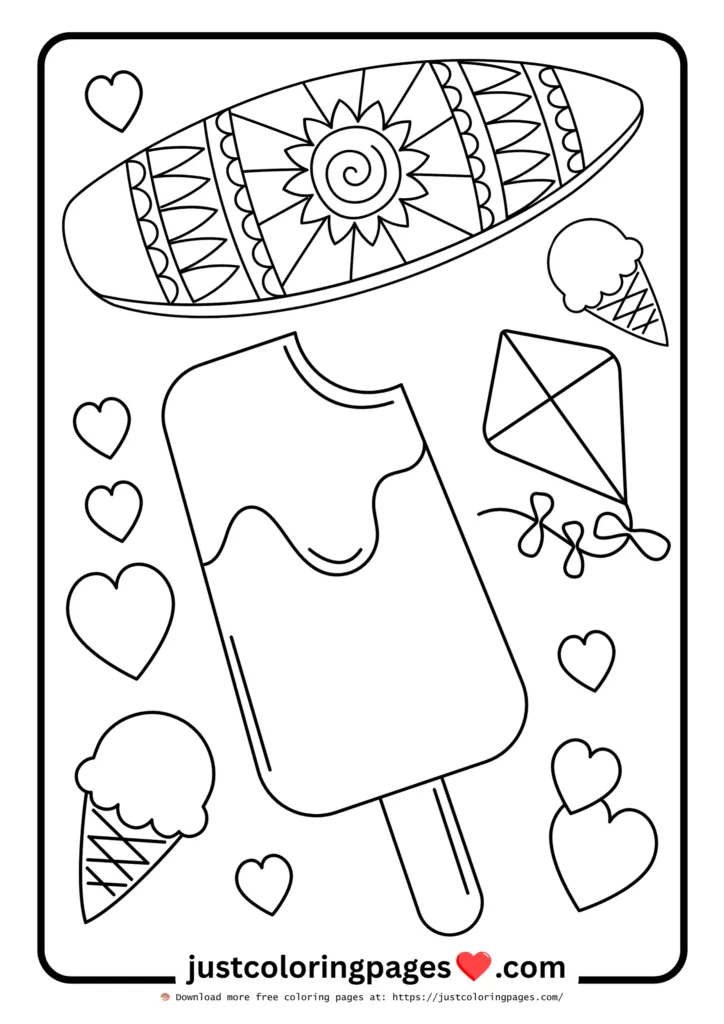 59+ Summer Coloring Pages (PDF Printables) - Free Download 6 Ice cream, Kite and Summer fun