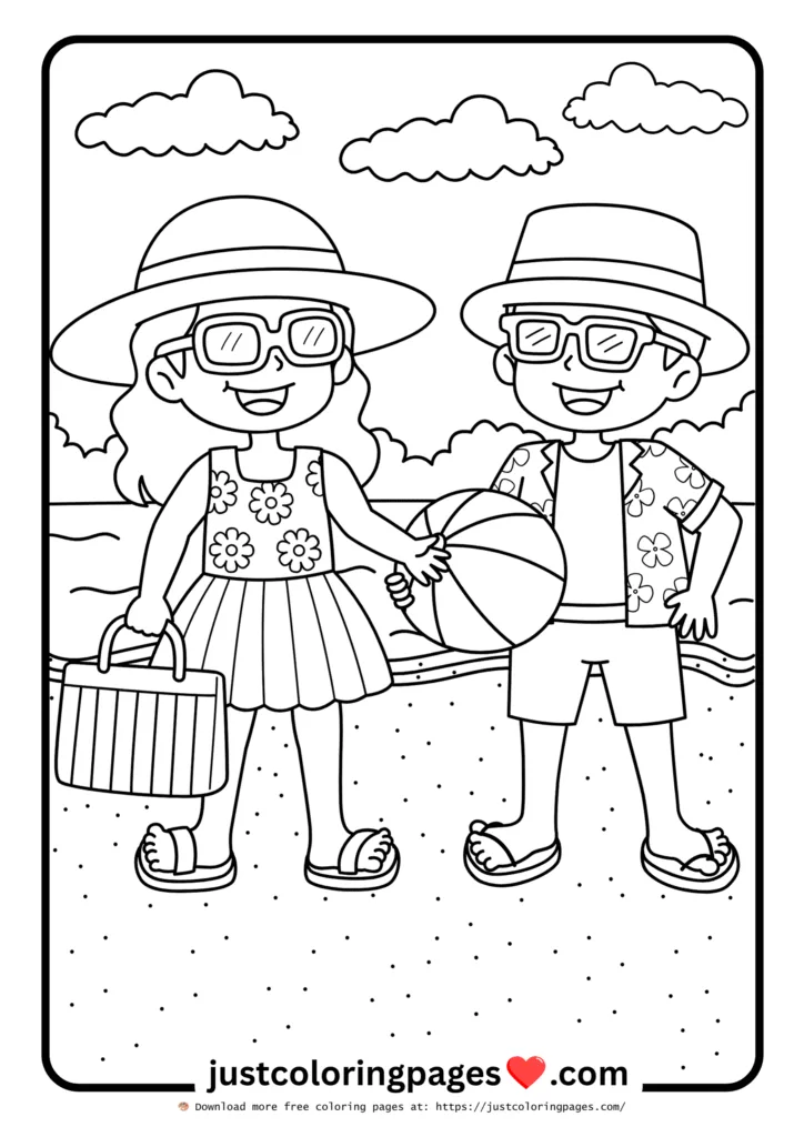 59+ Summer Coloring Pages (PDF Printables) - Free Download 19 Boy and Girl Enjoying Summer