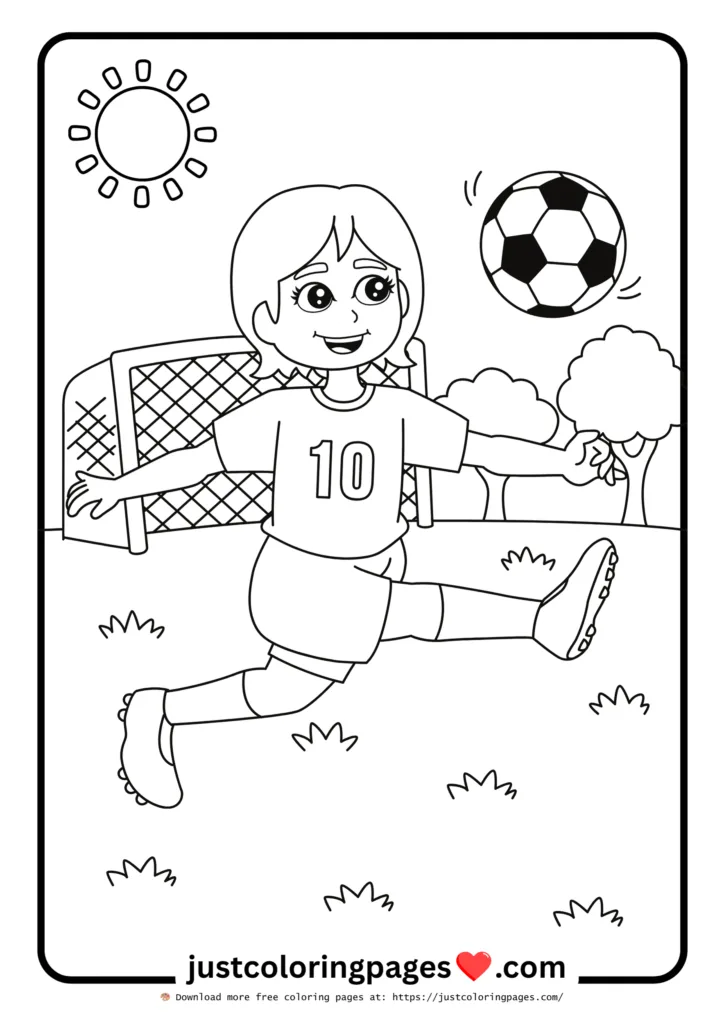 59+ Summer Coloring Pages (PDF Printables) - Free Download 16 A girl playing football.