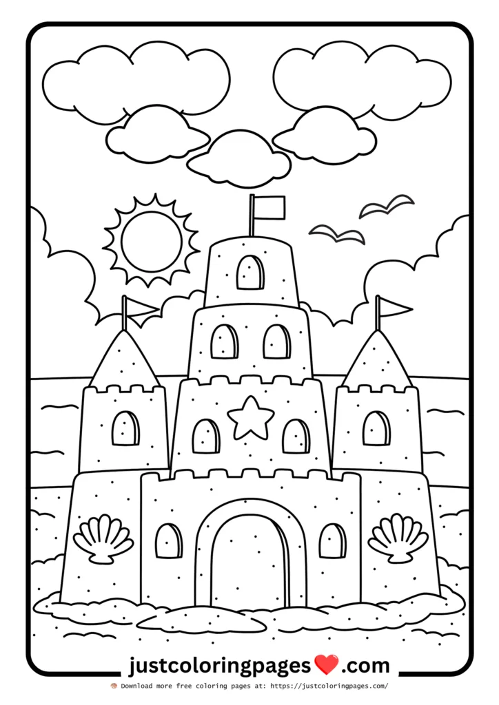 59+ Summer Coloring Pages (PDF Printables) - Free Download 51 Sandcastle on the beach