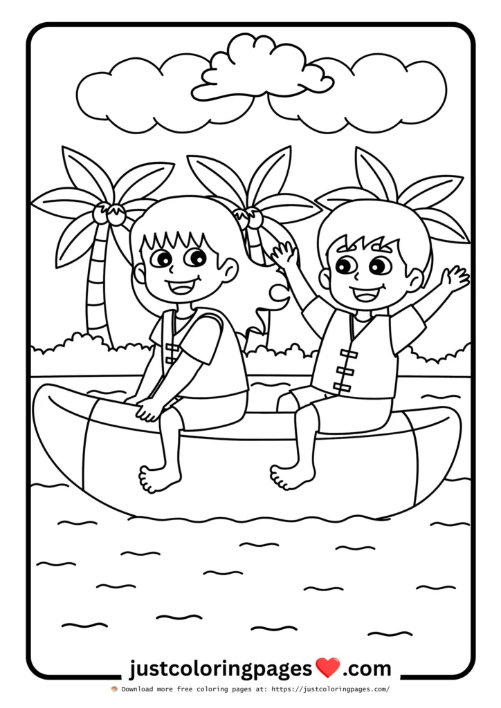 59+ Summer Coloring Pages (PDF Printables) - Free Download 14 Children sitting in a boat at sea