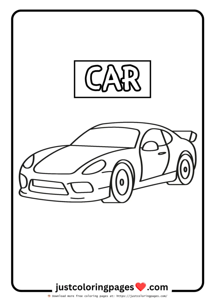 car coloring page for kids