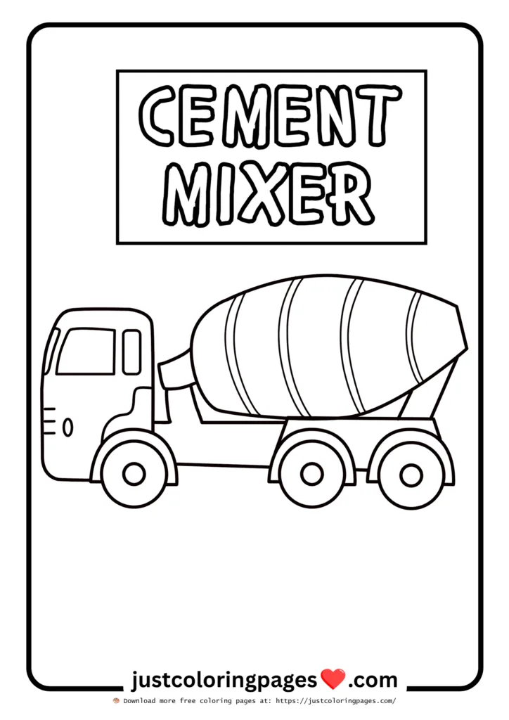 cement mixture vehicle coloring pages