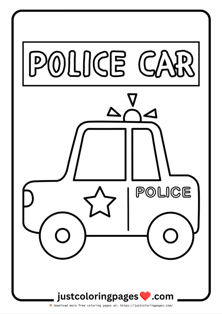 police car vehicle coloring sheet