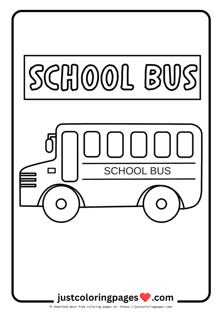 School bus coloring page for kids