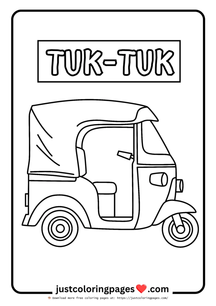 tuk-tuk vehicle coloring pages