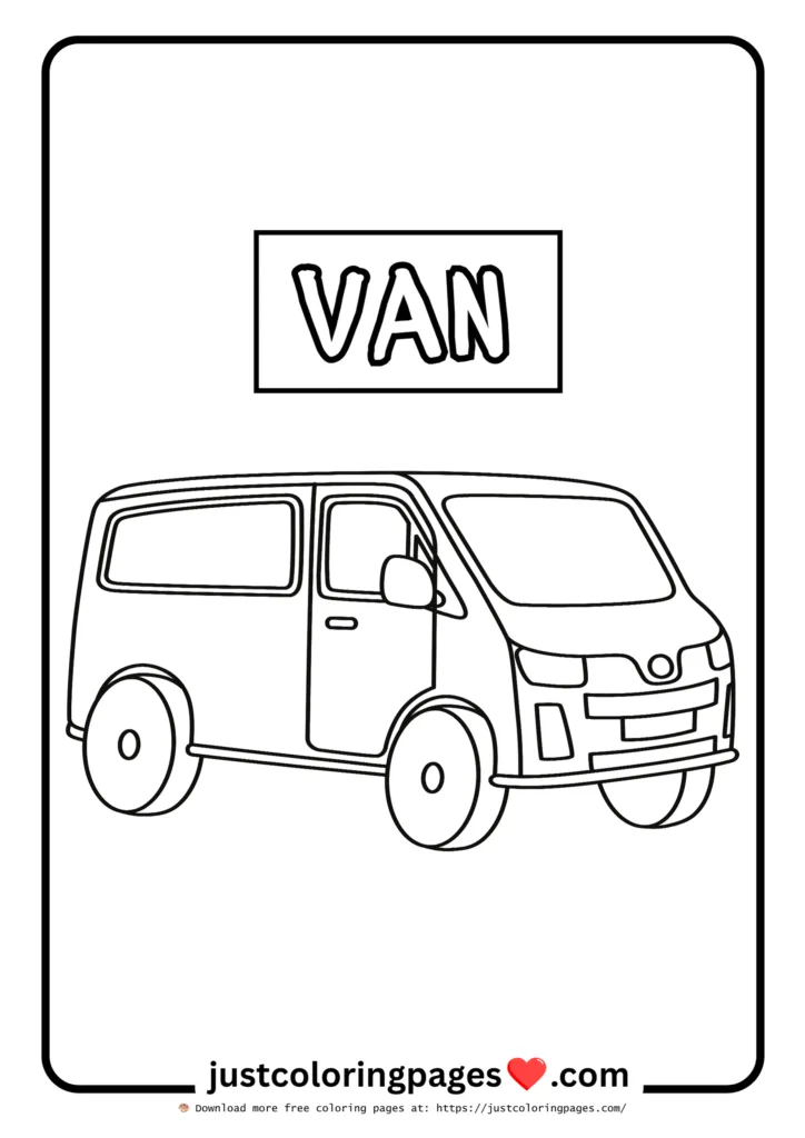 van vehicle coloring sheet