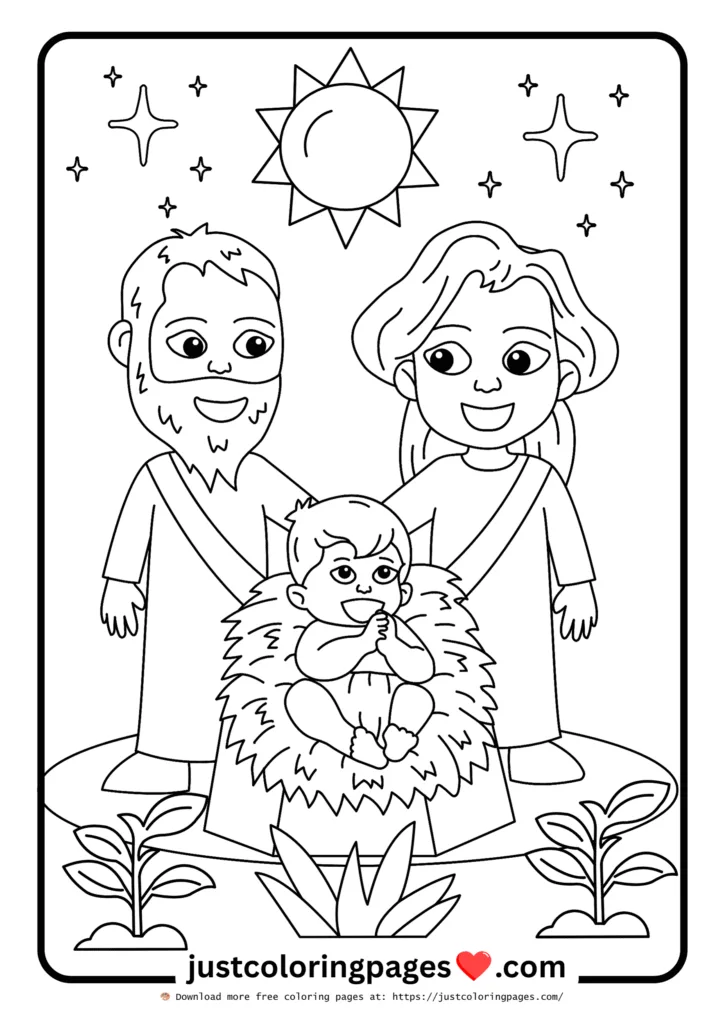 Delightful Scripture-themed coloring page for little hands.
