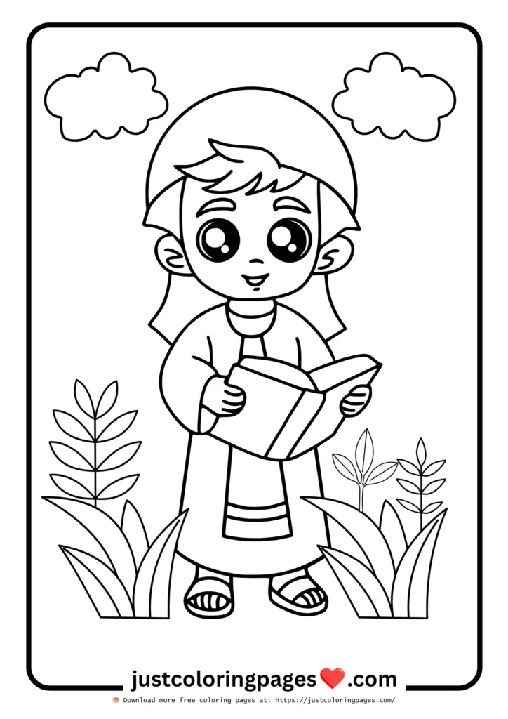 Boy with a Bible Color Page