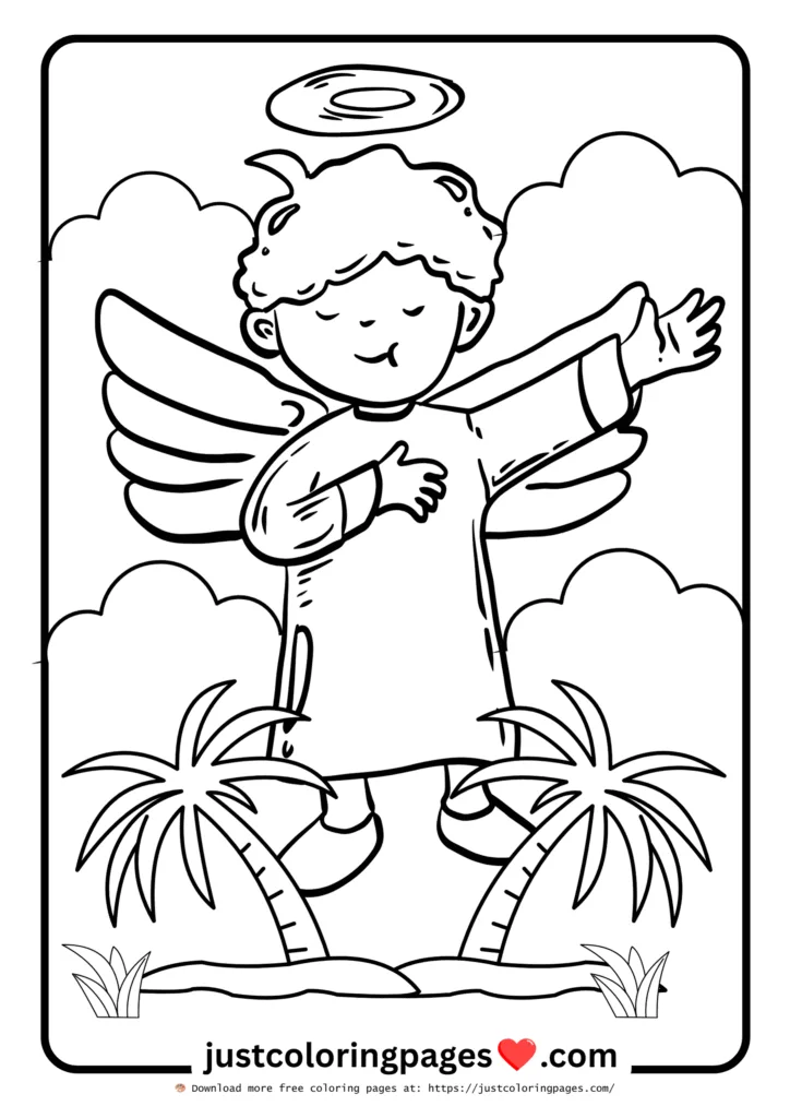 Christian-themed coloring sheet for Sunday school.