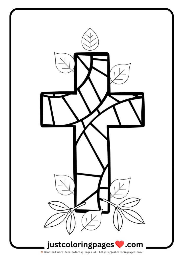 Cross of Jesus with leaves